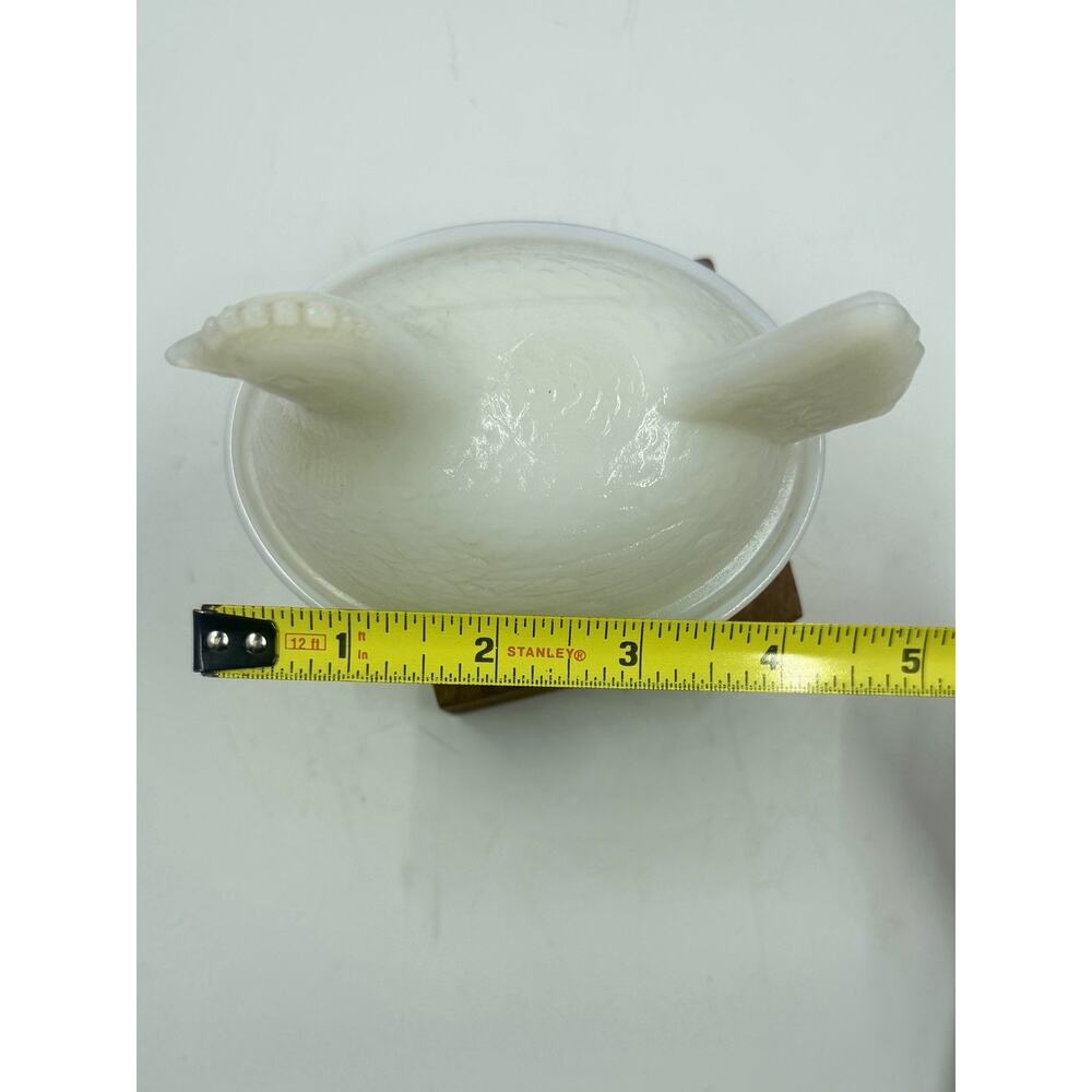 Vintage 4" Opalescent Milk Glass Hen on Nest Mini Dish 1940s HON Hazel Atlas? - Picture 10 of 10